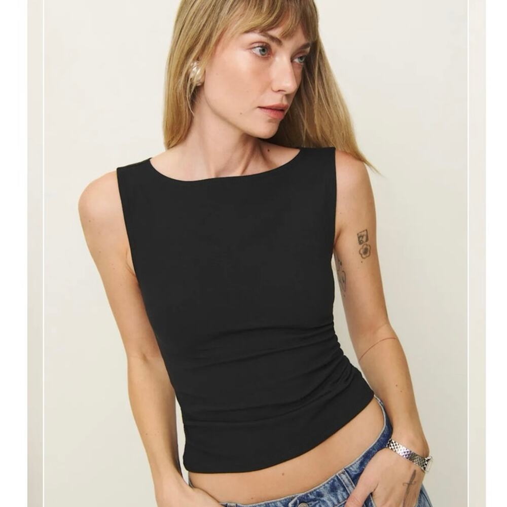 Reformation Dusk Knit Top in Black SZ XL